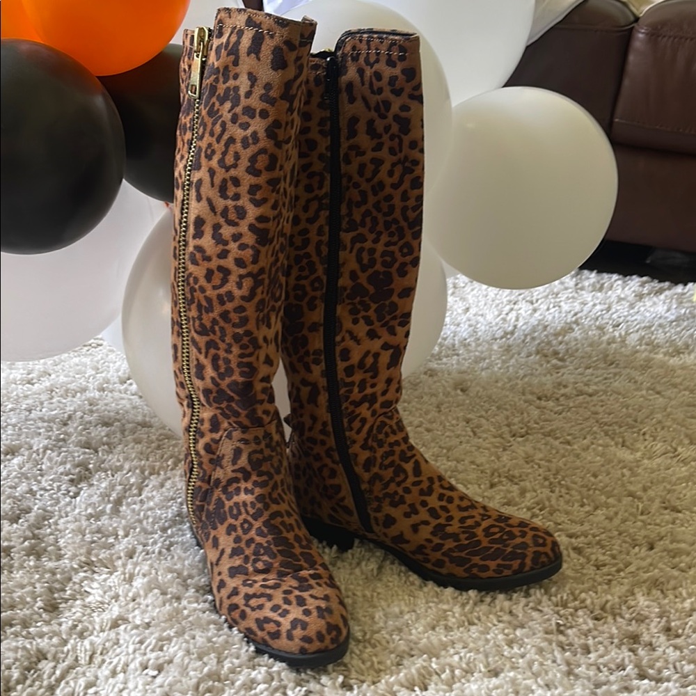 Leopard Print Knee-High Boots